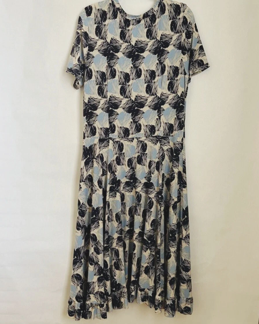 VETEMENTS Maxi abito Melissa Masse stampa blu crema manica corta taglia X Large 