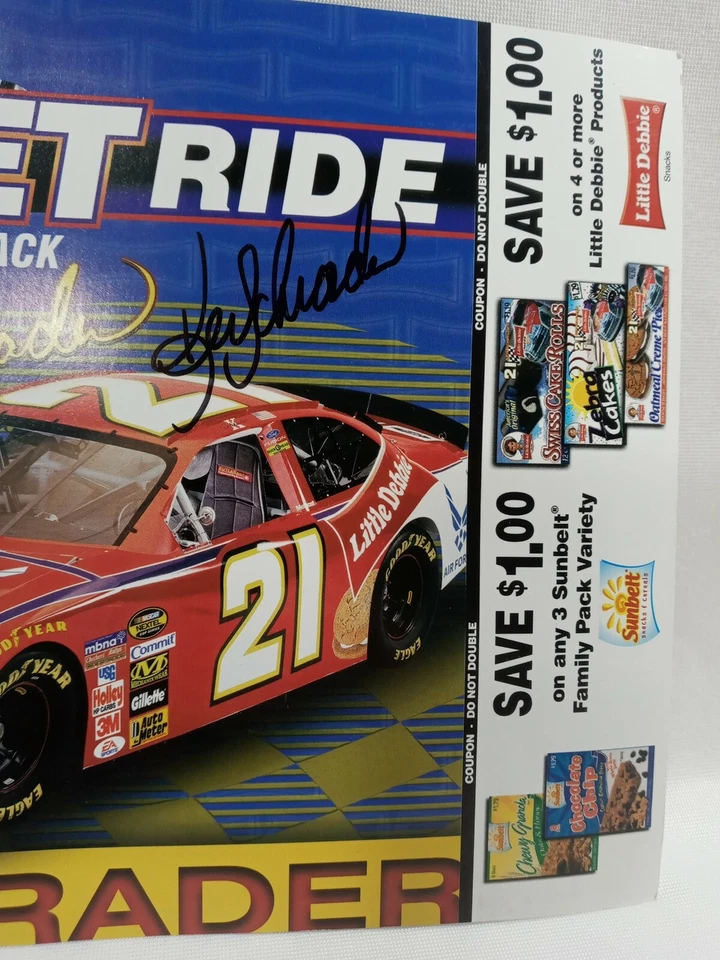 Publicidad con foto firmada por la pequeña Debbie #21 autógrafo de Nascar Ken Schrader  Foto 4 de 4