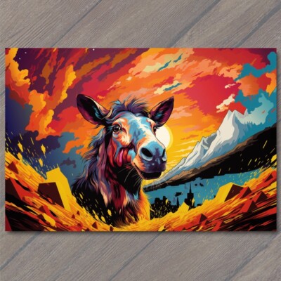 Art Print Donkey Ass Smiling Happy Retro Pop Art Splash Colors Fun Cute Vibrant