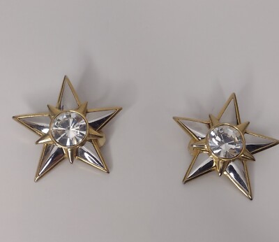 Signed Vintage TAT Crystal Rhinestone Star Earrings Jem and the Holograms STYLE!