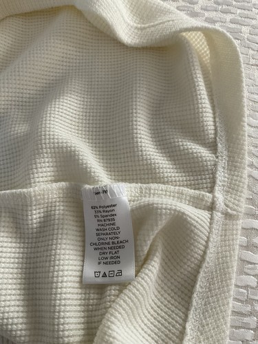 LOGO Layers By Lori Goldstein Thermal Knit Tank w/ Shirttail Hem, Medium, Cream - Picture 4 of 8