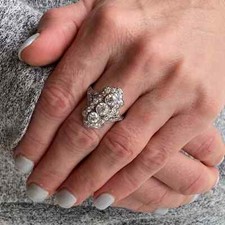 Handcrafted In 925 Silver Old European Cut 1.69CT CZ Genuine Art Deco Women Ring