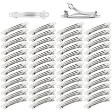 50 Pack 6cm/2.4 Inch Plain Blank Silver Metal DIY Craft French Barrettes Auto...