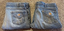 Carhartt FR Men Jean Size 42 Blue Denim 42X30 Lot Of 2 Distress Flame Resistant