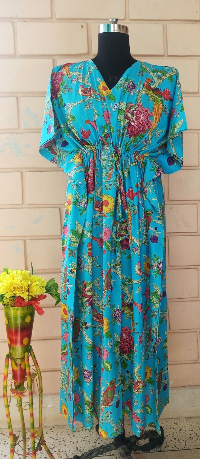 Printed Cotton Kaftan Long Maxi Dress Resort Wear Kaftan Beach Wear Gown Caftan