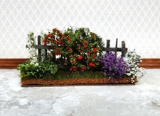Dollhouse Flowers with Fence HALF SCALE Red White Purple Miniature 2 Sided 1:24