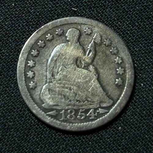 1854 Silver Seated Liberty Half Dime Philadelphia Mint Very Good Condition