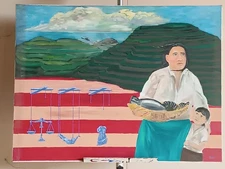 Original Acrylic Painting on Stretched Canvas 41 in x 54 in, Signed