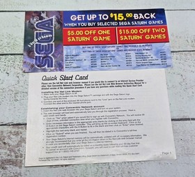 Sega Saturn 3 Free Games Bundle Sleeve - NOT FOR RESALE - Promo Pack 1996