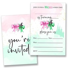 Wicked Birthday Invitations Teens Green Pink Wicked Theme Birthday Party Invi...