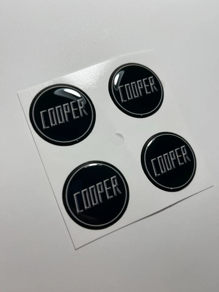 Juego de 4 calcomanías de emblema de tapa central de resina abovedada 3D MINI Cooper Foto 2 de 3