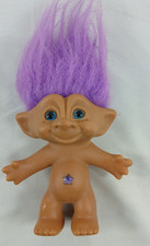 Vtg Treasure Troll Doll Toy Purple Color Hair And Jewel Ace Novelty Co 4" 1990s