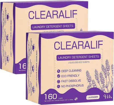 Laundry Detergent Sheets (160 Sheets), Lavender,Up to 80 Count (Pack of 2) 