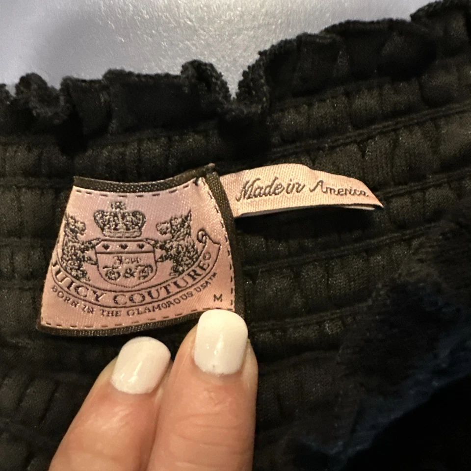 Vestido Vintage Juicy Couture Negro Calado Terry Paño Natación Cubrir Y2K Mediano Foto 3 de 4