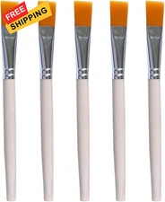 5 Pcs Craft Paint Brushes Small Brush Flat 3/5 Inch, Yellow 