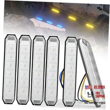 6-Pack 4.7'' Dual Color LED Trailer Marker Clearance Lights, Bright Amber Blue