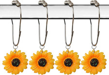 Sunflower Shower Curtain Hooks Decorative Yellow Flowers Daisy Shower Rings for