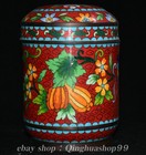 5.8" Old Chinese Copper Red Cloisonne Flower Leaf Pattern Lid Pot Vase Box