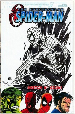 SPECTACULAR SPIDER-MAN FAN EXPO SIGNED KEU CHA REMARKED SKETCH JAY COA 7 MOVIE