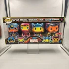 Funko Pop Marvel Black Light 4 Pack Cpt America / Thor / Iron Man / Dr Strange