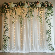 Tulle Curtain Backdrop with 300 LED Fairy Lights for Parites Wrinkle-Free Sheer