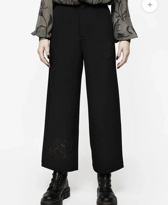 Disturbia Amalthea Embroidered Tailored Wide Leg Trousers Hose Culotte M 38 UK10