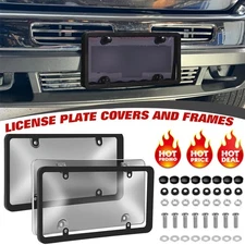 New Unbreakable License Plate Covers+Frames Auto Tag Shield Protector Front Rear