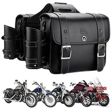 PU Leather Motorcycle Saddlebags with Cup Holder Throw Over Saddle bags 20L