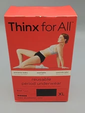 Thinx for All reusable, Cotton Period Underwear, XL Briefs, Black