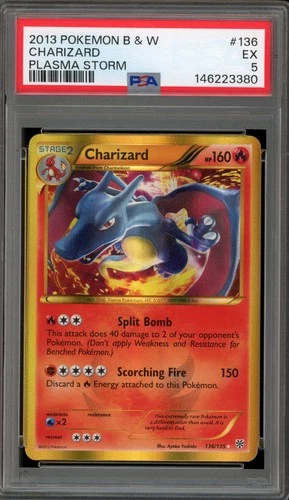 Pokemon Charizard Plasma Storm Holo Secret Rare #136 PSA 5