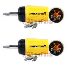Maxcraft 60599 Gearless Stubby Ratchet Screwdriver 6 in 1 Bits Set Multi 2 Pack