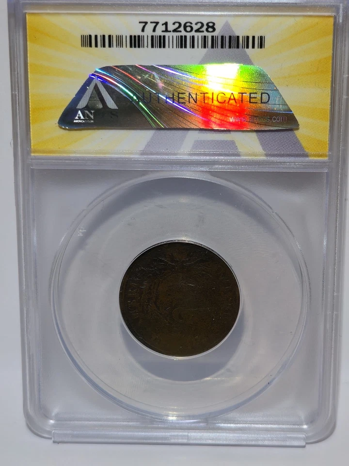 1864 ANACS 2C VG 10 LARGE MOTTO Two-cent piece, .02 Shield Coin Damaged Details - Image 3 of 4