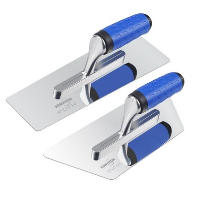2 Sizes Venetian Plaster Finishing Trowel Set, Trapezoid Blade with Rubber Handl