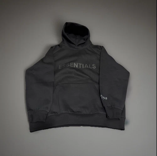 Felpa con cappuccio Fear of God Essentials elasticizzata limousine nera taglia media AUTENTICA