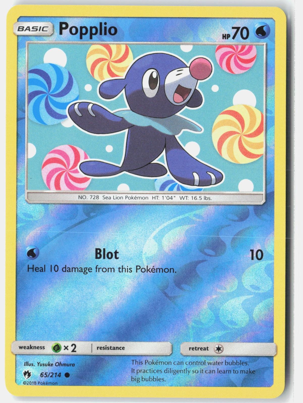 Popplio 65/214 Common Lost Thunder Pokemon Reverse Holo Lightly Played