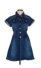 Guess Los Angeles Y2K Blue Denim Dress Bedazzled Emblem SZ 14 (Short) Fits 12