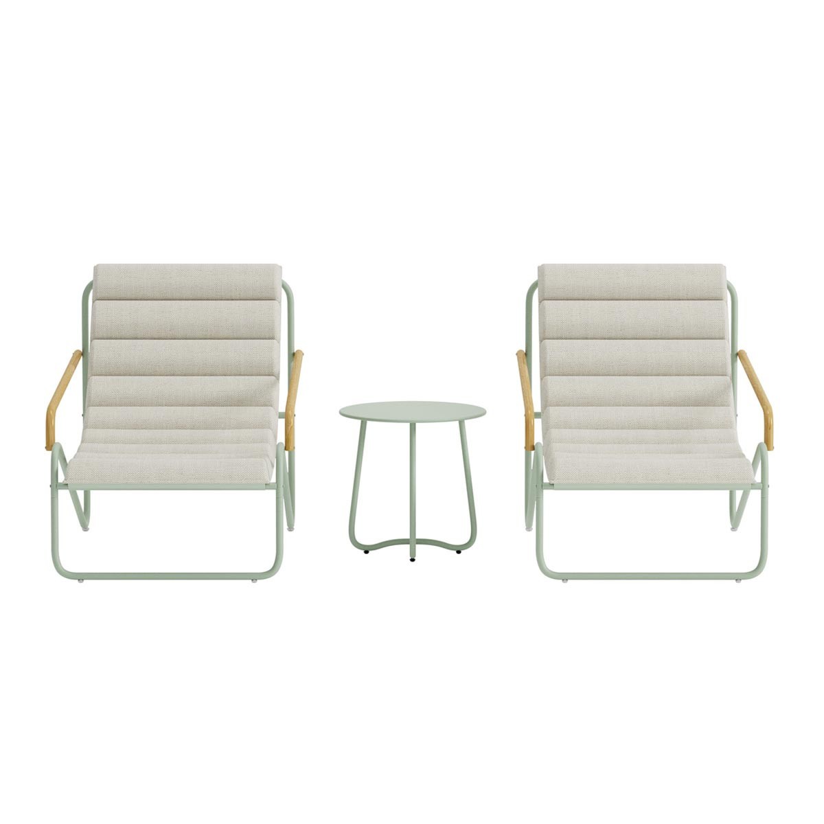 Salon de Jardin Lounge Ithaka 100cm Beige et Vert pour Terrasse - 2