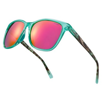 Jefoo Retro Polarized Medium, Mint Green Frame / Pink Purple Revo Lens 