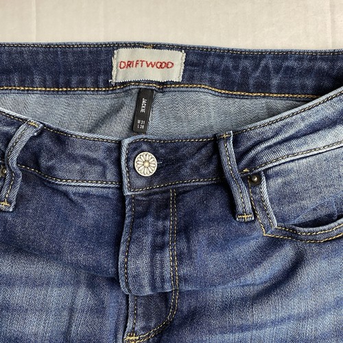 Driftwood Jackie Jeans Womens 31 Blue Denim Embroidered White Flowers 27" Inseam - Picture 3 of 10
