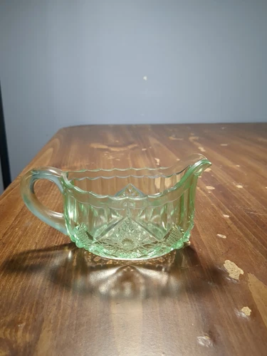 Green Depression Glass Creamer