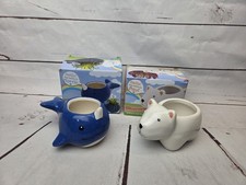 Ceramic Animal Planters Norris The Narwhal And Paul The Polar Bear Unused