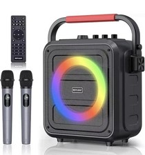 Bluetooth Karaoke Speaker with Two Wireless Karaoke Microphones, PA System Speak