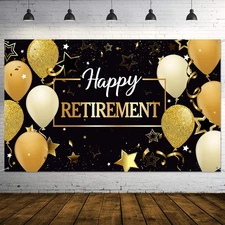 Blulu Retirement Party Decorations, Extra Large Fabric Retire Sign Banner Pho...