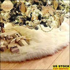 Luxury Plush Christmas Tree Skirt 72 Inch Faux Fur Double Layer Decoration New