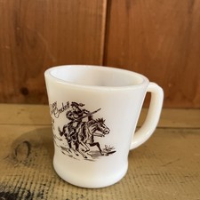 Davy Crockett Fire King Over Ware Milk Glass Cup Vintage 6oz.