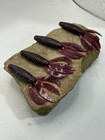30ct Bass fishing soft plastic lot, 4in Creature bait, Black Cherry/blue flake — photo 1