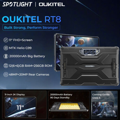 Oukitel RT8 4G Rugged Tablet Mobile Android 13.0 Smartphone Waterproof 20000mAh - Afbeelding 1 van 14