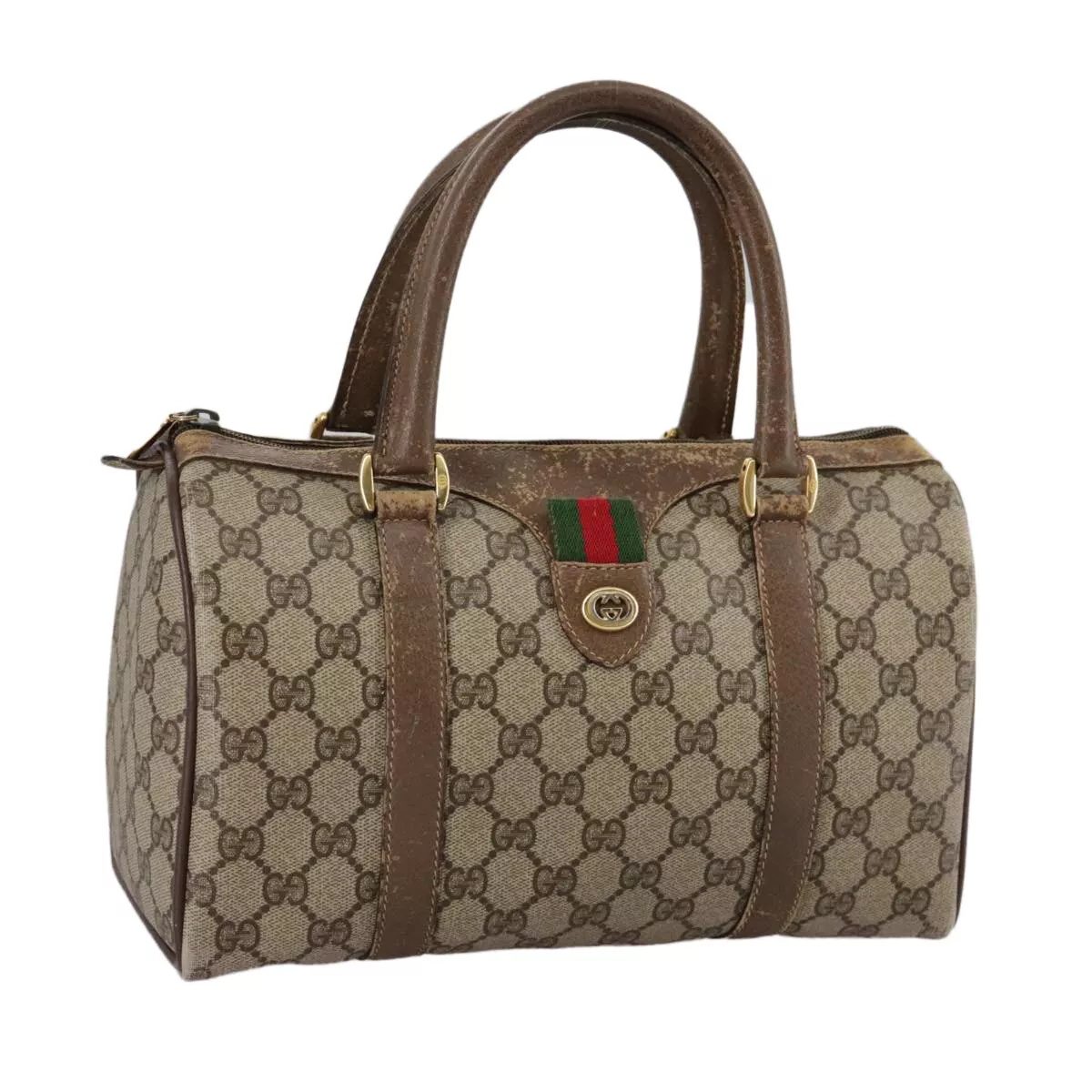 Sac GUCCI GG Supreme Web Sherry Line Boston PVC beige 40 02 006 authentique 106802