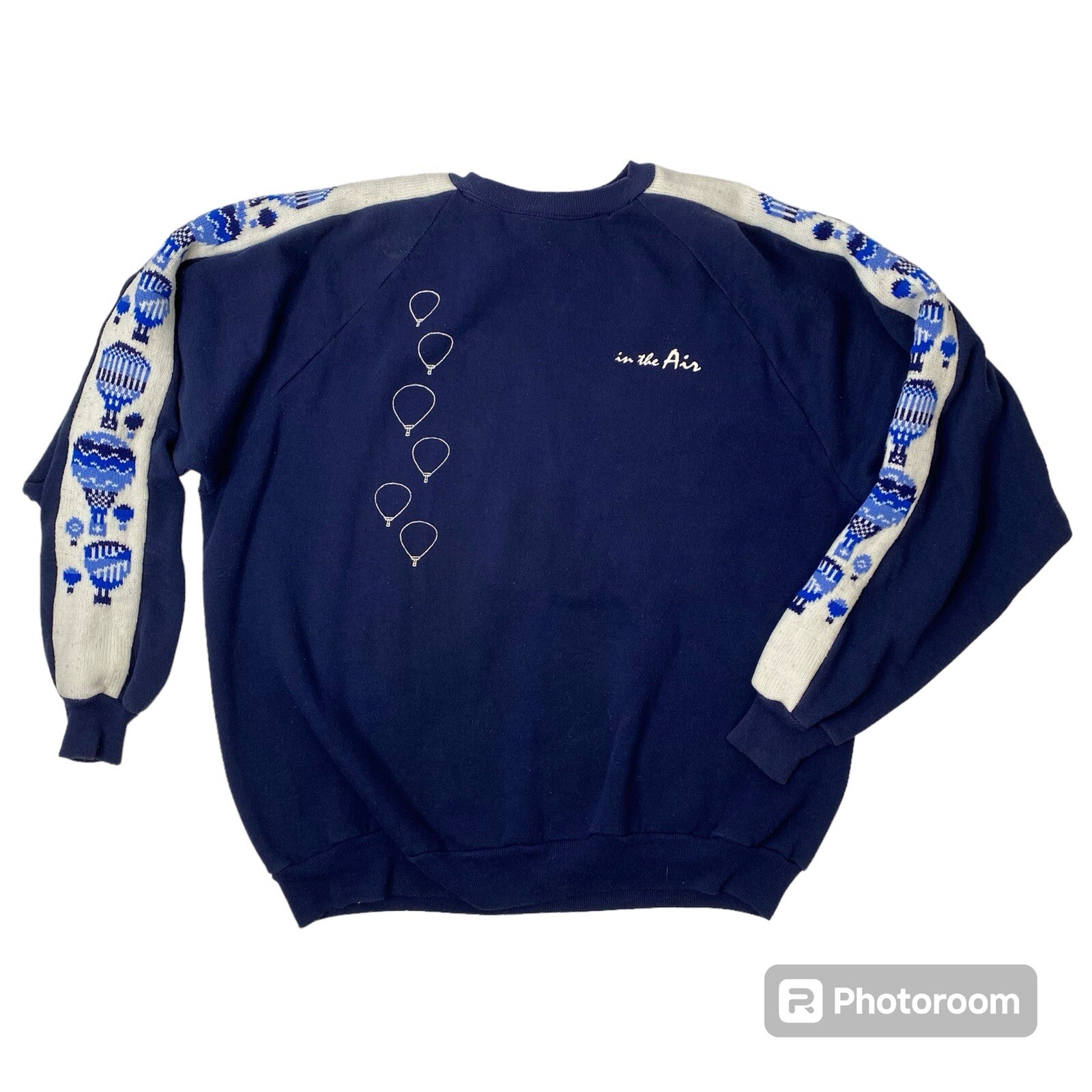 Vintage In The Air Hot Air Balloon Catalog Sweatshirt Blue 2XL w