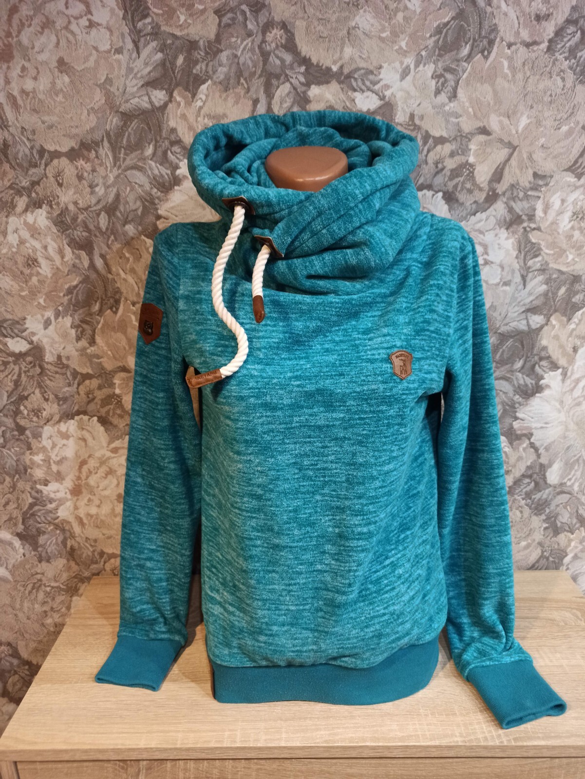 Naketano women's fleece hoodie size S turquoise color hooded